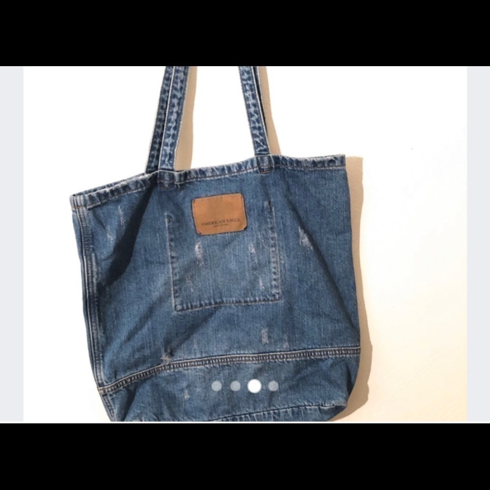 American Eagle Distressed Denim Logo Tote​​​​​​​​​ - Picture 3 of 5